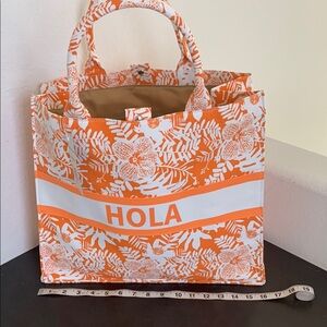 No Boundaries Floral Orange and White Tote
